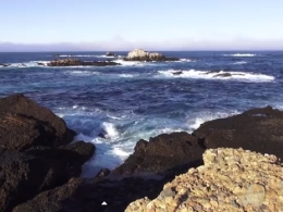 Relaxing Ocean Waves Crashing Into Rocky Shore